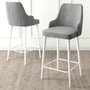 Hanah Home Taburetes de Bar, Juego de 2, Gris y Blanco, Metal, Tela Babyface, Alto 105 cm, Asiento 73 cm